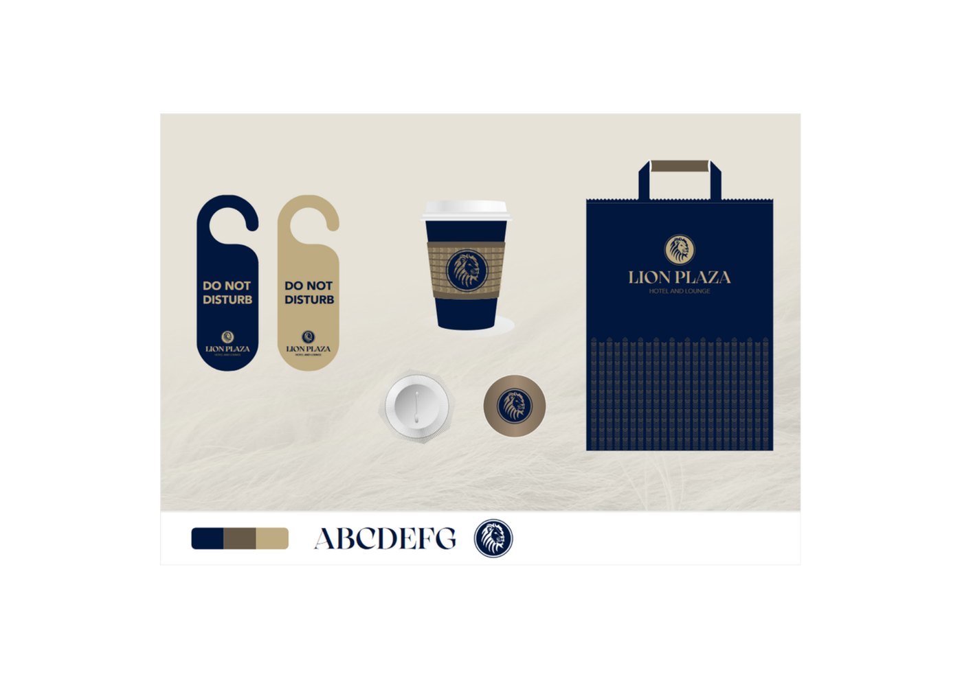 Lion Plaza branded merchandise and packaging